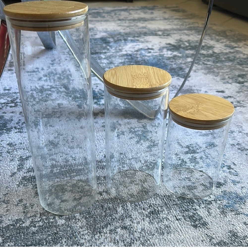 Glass Storage Jar Set with Bamboo Lids